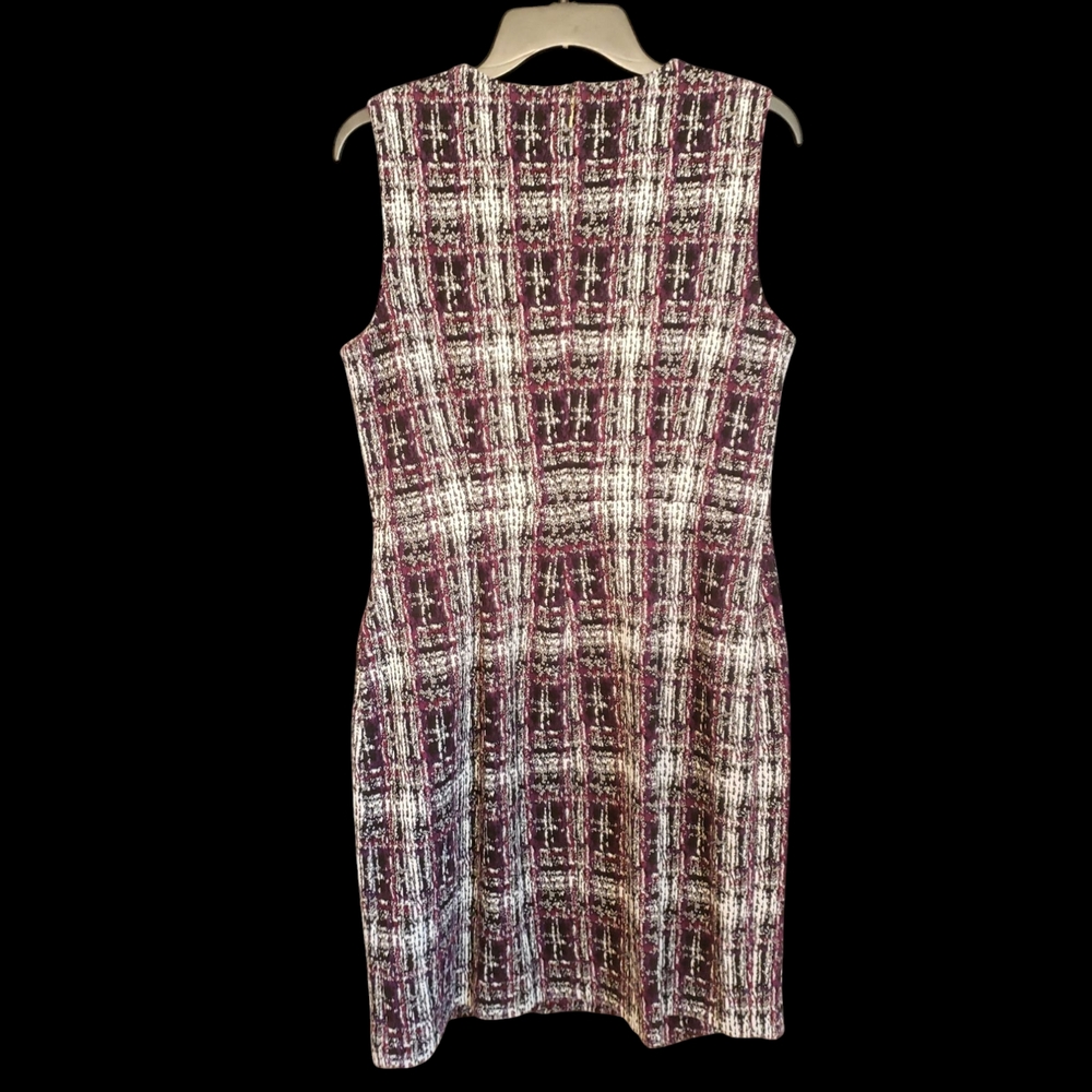 NWOT  DKNY Asymmetrical Tweed Button Logo Sheath Knee Length Dress Size 12 - Picture 2 of 4